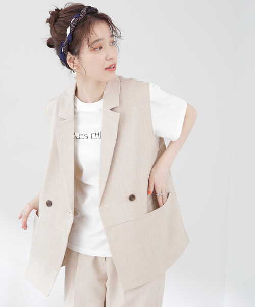 N.（N. Natural Beauty Basic）（エヌエヌナチュラルビューティーベーシック）の「◆ドライタッチジレジャケット（ベスト・レディース・ベージュ/ブラック・MEDIUM）」の16枚目の写真