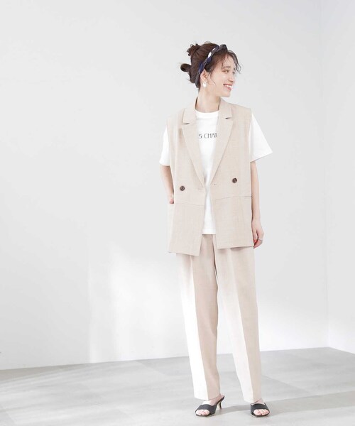 N.（N. Natural Beauty Basic）（エヌエヌナチュラルビューティーベーシック）の「◆ドライタッチジレジャケット（ベスト・レディース・ベージュ/ブラック・MEDIUM）」の17枚目の写真