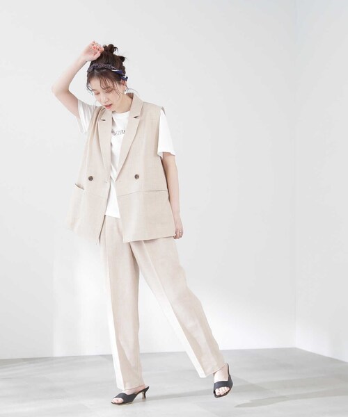 N.（N. Natural Beauty Basic）（エヌエヌナチュラルビューティーベーシック）の「◆ドライタッチジレジャケット（ベスト・レディース・ベージュ/ブラック・MEDIUM）」の18枚目の写真