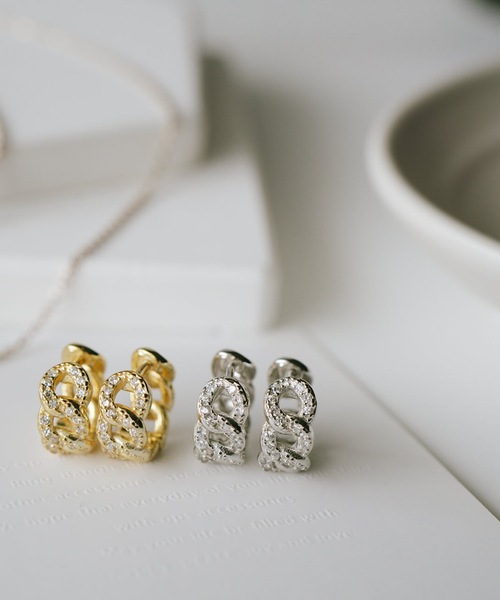 Ops.（オプス）の「ピアス 金属アレルギー対応 シルバー925 ゴールド 【kyklos-chain キクロス・チェーン】（ピアス（両耳用）・レディース・シルバー/イエローゴールド・ONE SIZE）」の10枚目の写真