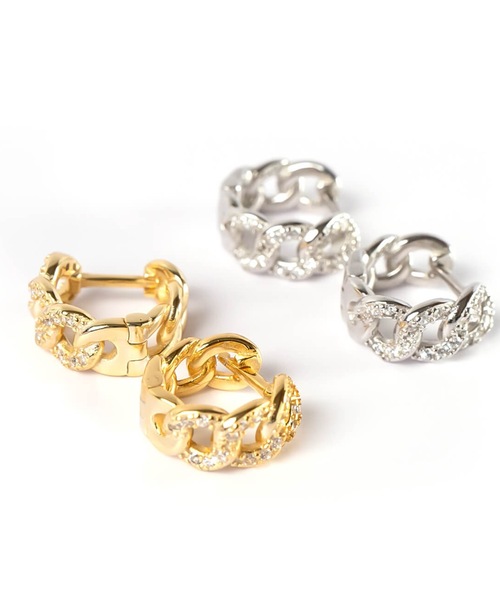 Ops.（オプス）の「ピアス 金属アレルギー対応 シルバー925 ゴールド 【kyklos-chain キクロス・チェーン】（ピアス（両耳用）・レディース・シルバー/イエローゴールド・ONE SIZE）」の8枚目の写真