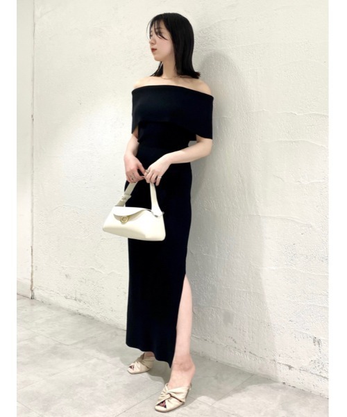セール】オフショルロングニットワンピース（ワンピース