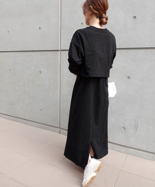 CORNERS（コーナーズ）の「ショートトップス＆キャミワンピセット（ワンピース・レディース・ダークブラック/ブラック/ネイビー/パープル/ブラウン・M/L）」の11枚目の写真