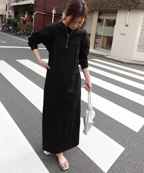 CORNERS（コーナーズ）の「ショートトップス＆キャミワンピセット（ワンピース・レディース・ダークブラック/ブラック/ネイビー/パープル/ブラウン・M/L）」の12枚目の写真