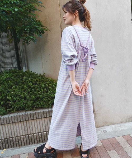 CORNERS（コーナーズ）の「ショートトップス＆キャミワンピセット（ワンピース・レディース・ダークブラック/ブラック/ネイビー/パープル/ブラウン・M/L）」の17枚目の写真