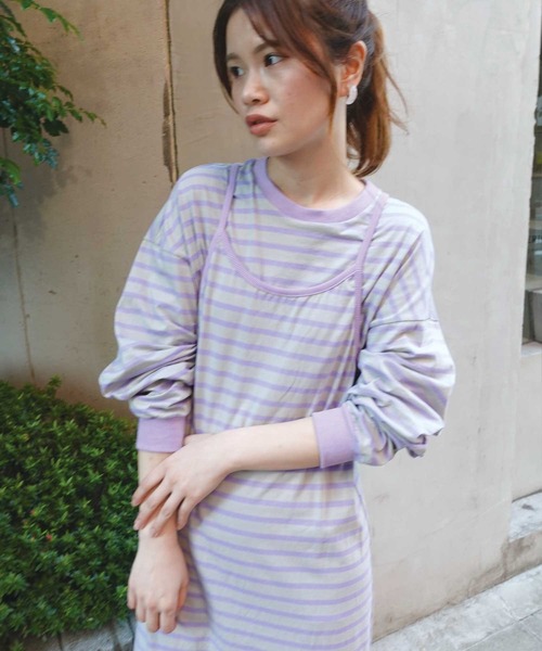 CORNERS（コーナーズ）の「ショートトップス＆キャミワンピセット（ワンピース・レディース・ダークブラック/ブラック/ネイビー/パープル/ブラウン・M/L）」の19枚目の写真