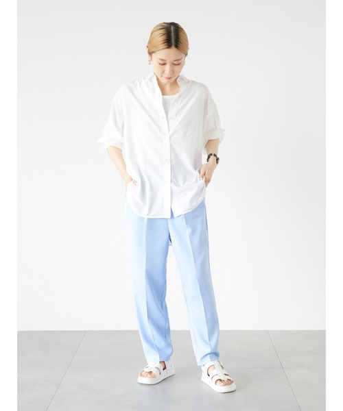 Samansa Mos2 blue（サマンサモスモスブルー）の「【接触冷感】マルチスタイルシャツ（シャツ/ブラウス・レディース・ブラック/ネイビー/オフホワイト/サックスブルー/イエロー/グリーン/チャコール・MEDIUM/LARGE）」の22枚目の写真