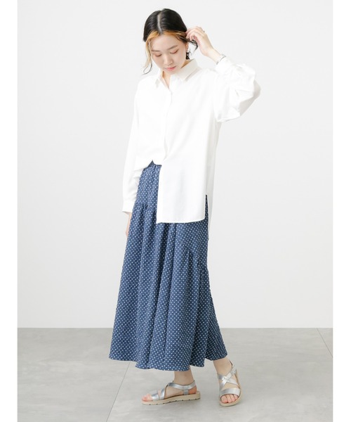 Samansa Mos2 blue（サマンサモスモスブルー）の「【接触冷感】マルチスタイルシャツ（シャツ/ブラウス・レディース・ブラック/ネイビー/オフホワイト/サックスブルー/イエロー/グリーン/チャコール・MEDIUM/LARGE）」の9枚目の写真