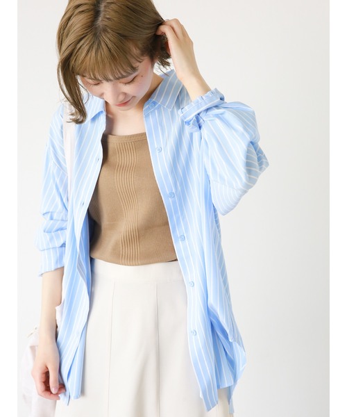 Samansa Mos2 blue（サマンサモスモスブルー）の「【接触冷感】マルチスタイルシャツ（シャツ/ブラウス・レディース・ブラック/ネイビー/オフホワイト/サックスブルー/イエロー/グリーン/チャコール・MEDIUM/LARGE）」の14枚目の写真