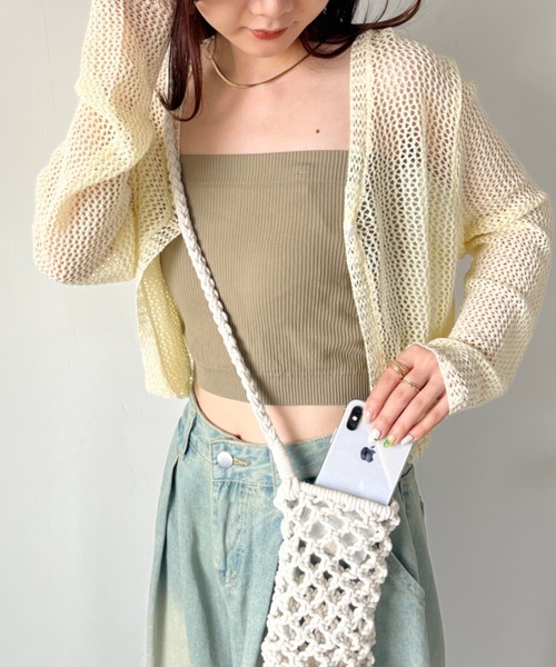 CLEA（クレア）の「メッシュシアー ショート丈カーディガン（カーディガン/ボレロ・レディース・ホワイト/ピンク/アイボリー/ブラック/ブルー・FREE）」の16枚目の写真