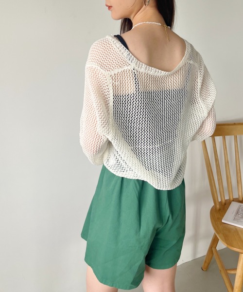 CLEA（クレア）の「メッシュシアー ショート丈カーディガン（カーディガン/ボレロ・レディース・ホワイト/ピンク/アイボリー/ブラック/ブルー・FREE）」の11枚目の写真