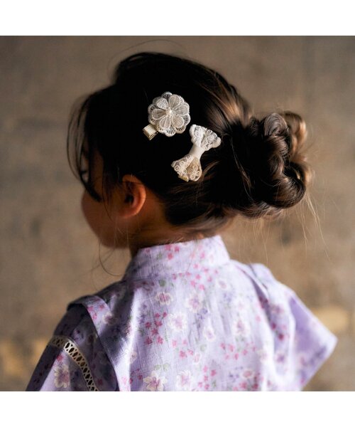 apres les cours（アプレレクール）の「レースヘアクリップセット＿アプレレクールマシェリ（バレッタ/ヘアクリップ・キッズ・アイボリー・FREE）」の8枚目の写真