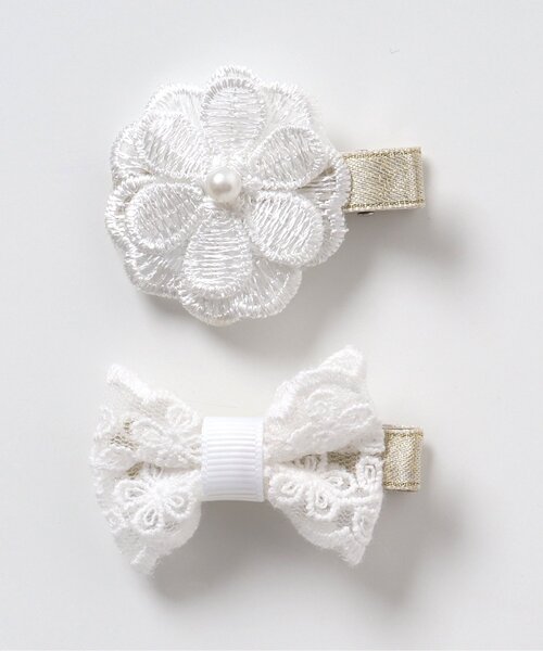apres les cours（アプレレクール）の「レースヘアクリップセット＿アプレレクールマシェリ（バレッタ/ヘアクリップ・キッズ・アイボリー・FREE）」の9枚目の写真