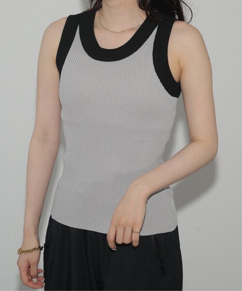 RAY CASSIN(レイカズン)の「配色リブノースリニット(タンクトップ・レディース・ブラック/グリーン/オレンジ・FREE)」の11枚目の写真