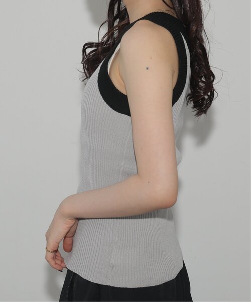 RAY CASSIN(レイカズン)の「配色リブノースリニット(タンクトップ・レディース・ブラック/グリーン/オレンジ・FREE)」の12枚目の写真