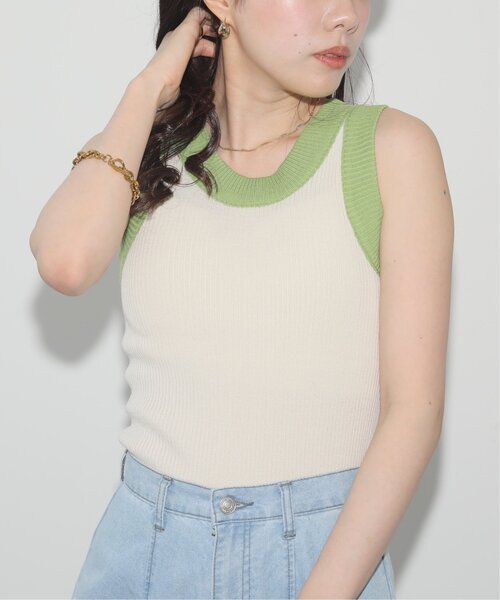 RAY CASSIN(レイカズン)の「配色リブノースリニット(タンクトップ・レディース・ブラック/グリーン/オレンジ・FREE)」の16枚目の写真