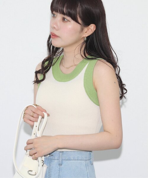 RAY CASSIN(レイカズン)の「配色リブノースリニット(タンクトップ・レディース・ブラック/グリーン/オレンジ・FREE)」の17枚目の写真