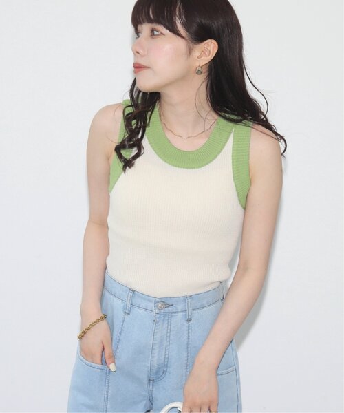 RAY CASSIN(レイカズン)の「配色リブノースリニット(タンクトップ・レディース・ブラック/グリーン/オレンジ・FREE)」の18枚目の写真