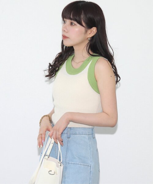 RAY CASSIN(レイカズン)の「配色リブノースリニット(タンクトップ・レディース・ブラック/グリーン/オレンジ・FREE)」の19枚目の写真