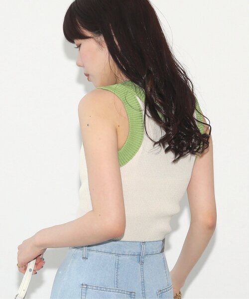 RAY CASSIN(レイカズン)の「配色リブノースリニット(タンクトップ・レディース・ブラック/グリーン/オレンジ・FREE)」の20枚目の写真