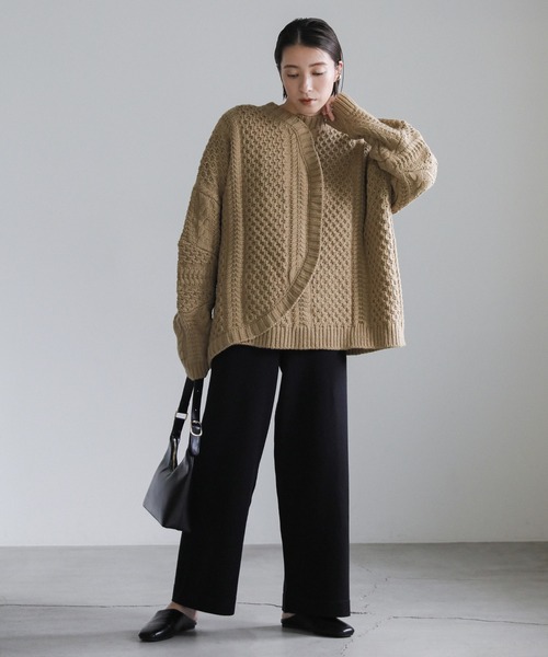 select MOCA(セレクトモカ)の「ニットストレートパンツ(その他パンツ・レディース・ダークブラウン/ライトベージュ/ブラック・FREE)」の5枚目の写真