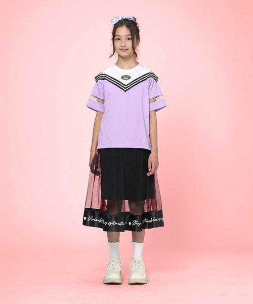 VIVIAN BLUE（ビビアンブルー）の「【VIVIAN BLUE】フェイクレイヤード肩あきＴ（Tシャツ/カットソー・キッズ・パープル/ブルー・120/150/130/140）」の11枚目の写真