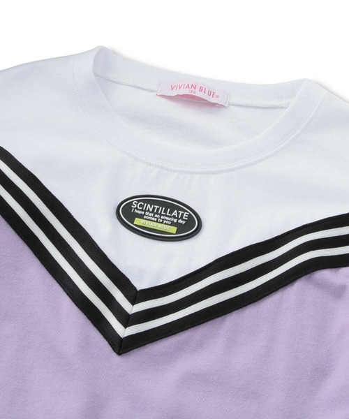 VIVIAN BLUE（ビビアンブルー）の「【VIVIAN BLUE】フェイクレイヤード肩あきＴ（Tシャツ/カットソー・キッズ・パープル/ブルー・120/150/130/140）」の5枚目の写真