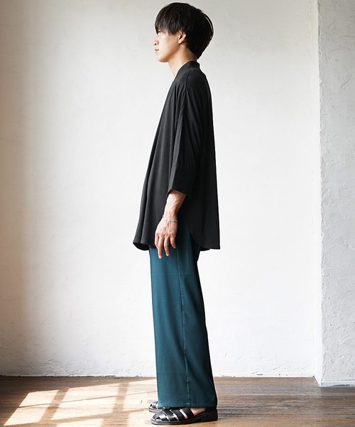 MinoriTY(マイノリティ)の「【MinoriTY】カシュクールプルオーバー半袖カットソーシャツ ノーカラーシャツ 七分袖 メンズ 夏服 秋服 Tシャツ プルオーバー(Tシャツ/カットソー・メンズ・ブラック/ブルー/カーキ・L/M/S)」の20枚目の写真