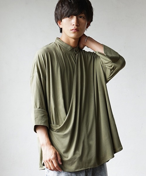 セール】【MinoriTY】カシュクールプルオーバー半袖カットソーシャツ