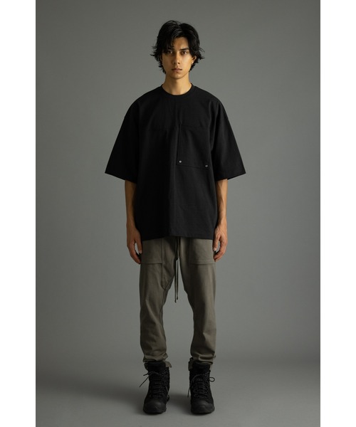 STYLEMIXER（スタイルミキサー）の「ヘビー天竺クロスステッチルーズT（Tシャツ/カットソー・メンズ・ダークカーキ/ブラック/ホワイト・MEDIUM/LARGE）」の5枚目の写真