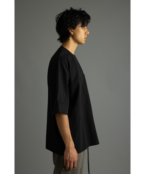 STYLEMIXER（スタイルミキサー）の「ヘビー天竺クロスステッチルーズT（Tシャツ/カットソー・メンズ・ダークカーキ/ブラック/ホワイト・MEDIUM/LARGE）」の8枚目の写真