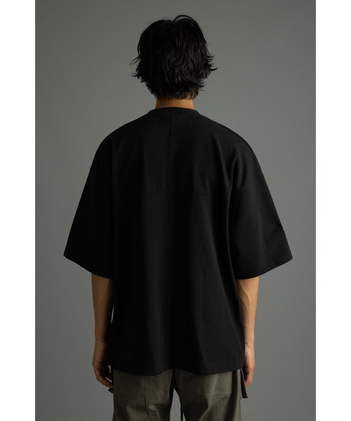 STYLEMIXER（スタイルミキサー）の「ヘビー天竺クロスステッチルーズT（Tシャツ/カットソー・メンズ・ダークカーキ/ブラック/ホワイト・MEDIUM/LARGE）」の9枚目の写真