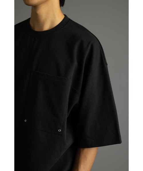 STYLEMIXER（スタイルミキサー）の「ヘビー天竺クロスステッチルーズT（Tシャツ/カットソー・メンズ・ダークカーキ/ブラック/ホワイト・MEDIUM/LARGE）」の11枚目の写真