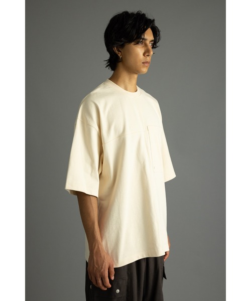 STYLEMIXER（スタイルミキサー）の「ヘビー天竺クロスステッチルーズT（Tシャツ/カットソー・メンズ・ダークカーキ/ブラック/ホワイト・MEDIUM/LARGE）」の17枚目の写真