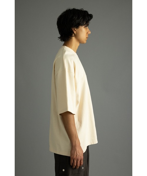 STYLEMIXER（スタイルミキサー）の「ヘビー天竺クロスステッチルーズT（Tシャツ/カットソー・メンズ・ダークカーキ/ブラック/ホワイト・MEDIUM/LARGE）」の18枚目の写真