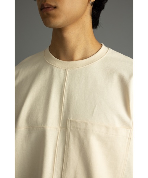 STYLEMIXER（スタイルミキサー）の「ヘビー天竺クロスステッチルーズT（Tシャツ/カットソー・メンズ・ダークカーキ/ブラック/ホワイト・MEDIUM/LARGE）」の20枚目の写真