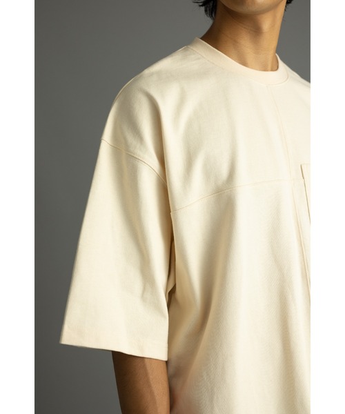 STYLEMIXER（スタイルミキサー）の「ヘビー天竺クロスステッチルーズT（Tシャツ/カットソー・メンズ・ダークカーキ/ブラック/ホワイト・MEDIUM/LARGE）」の22枚目の写真