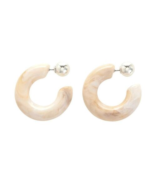 EVRIS（エヴリス）の「MARBLE HOOPピアス（ピアス（両耳用）・レディース・グリーン/ホワイト・FREE）」の6枚目の写真