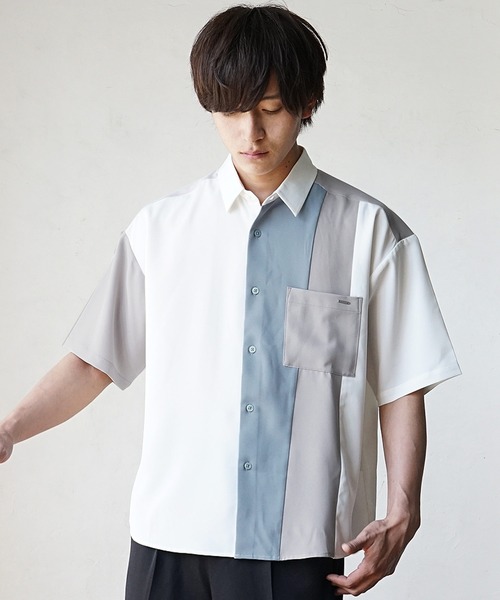 MinoriTY(マイノリティ)の「【MinoriTY】ルーズサイズカラー切替えレギュラーカラー半袖シャツ メンズ オーバーサイズ ルーズシルエット(シャツ/ブラウス・メンズ・ホワイト/グリーン/ブラック・M/L)」の8枚目の写真