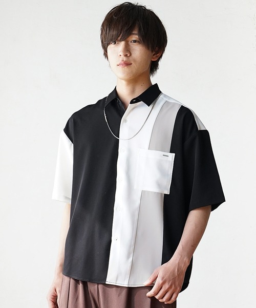 MinoriTY(マイノリティ)の「【MinoriTY】ルーズサイズカラー切替えレギュラーカラー半袖シャツ メンズ オーバーサイズ ルーズシルエット(シャツ/ブラウス・メンズ・ホワイト/グリーン/ブラック・M/L)」の16枚目の写真