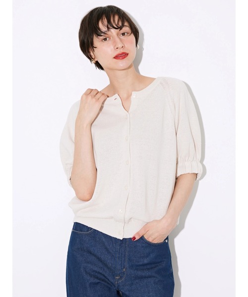 AMERICAN HOLIC（アメリカンホリック）の「リネンブレンド2WAYニットカーディガン（カーディガン/ボレロ・レディース・アイボリー/チャコールグレー/キャメル・M/L）」の2枚目の写真