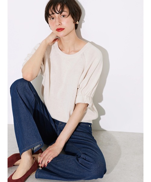 AMERICAN HOLIC（アメリカンホリック）の「リネンブレンド2WAYニットカーディガン（カーディガン/ボレロ・レディース・アイボリー/チャコールグレー/キャメル・M/L）」の9枚目の写真