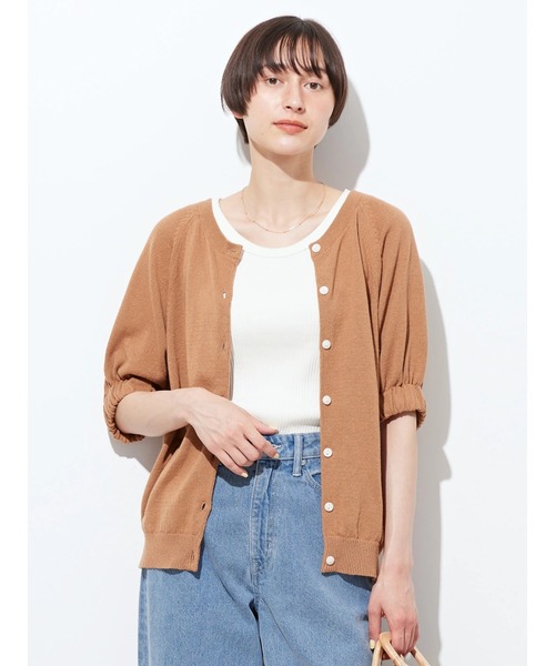 AMERICAN HOLIC（アメリカンホリック）の「リネンブレンド2WAYニットカーディガン（カーディガン/ボレロ・レディース・アイボリー/チャコールグレー/キャメル・M/L）」の5枚目の写真