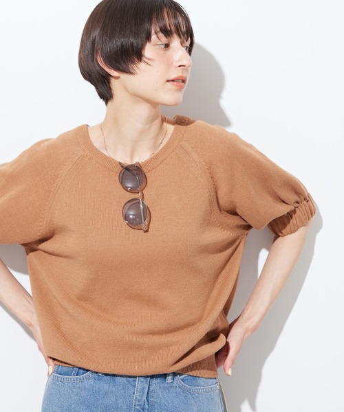 AMERICAN HOLIC（アメリカンホリック）の「リネンブレンド2WAYニットカーディガン（カーディガン/ボレロ・レディース・アイボリー/チャコールグレー/キャメル・M/L）」の7枚目の写真