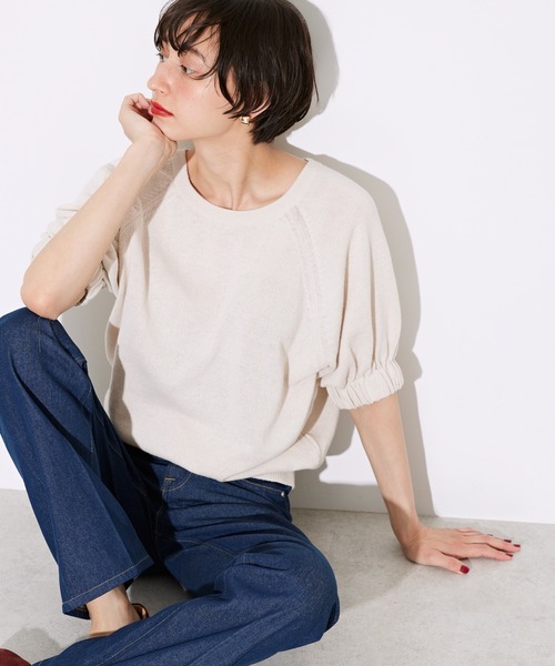 AMERICAN HOLIC（アメリカンホリック）の「リネンブレンド2WAYニットカーディガン（カーディガン/ボレロ・レディース・アイボリー/チャコールグレー/キャメル・M/L）」の8枚目の写真