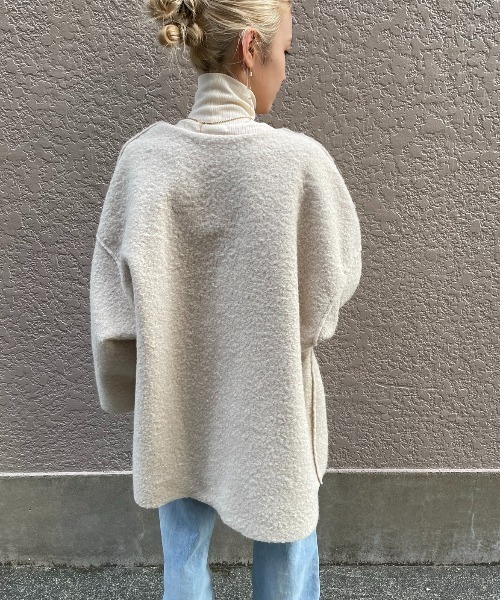 AIC.（エーアイシー）の「リバーシブルリングボアオーバージャケット（ノーカラージャケット・レディース・ブラック/ベージュ/グレー・FREE）」の12枚目の写真