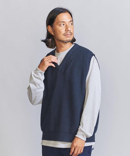 FILL THE BILL(フィルザビル)の「<CGS.×FILL THE BILL> ニットベスト(ニット/セーター・メンズ・ネイビー/ベージュ・L/M/S)」の4枚目の写真