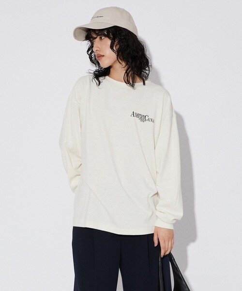 新品【AMERICANA/アメリカーナ】ヘンリー ロングスリーブ Tシャツ白 AMERICANA（アメリカーナ）の「【別注】＜AMERICANA＞オーバー