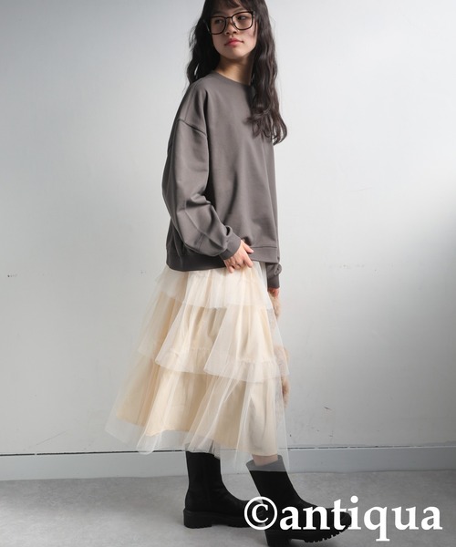 antiqua（アンティカ）の「ギャザーチュールスカート（スカート・キッズ・ブラック/アイボリー/ブルー・160/140/120）」の14枚目の写真