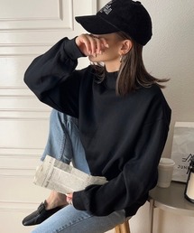 モックネック裏起毛スウェット